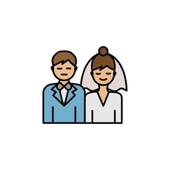 marriage, family line icon on white background. Signs and symbols can be used for web, logo, mobile app, UI, UX