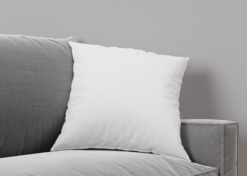 White square pillow mock up. Blank pillow template for your design presentation. Close-up. 3D rendering.