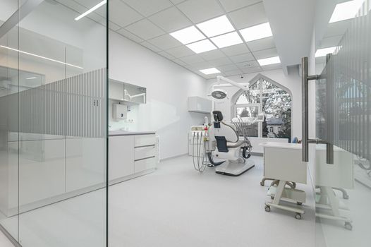 Interior of dentistry medical office, special equipment