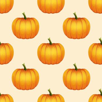 Vector Autumn Halloween Seamless Pattern with Pumpkins. Wallpapers for Invitations, Cards, Fabrics, Packaging, Wrapping, Banners or Textiles