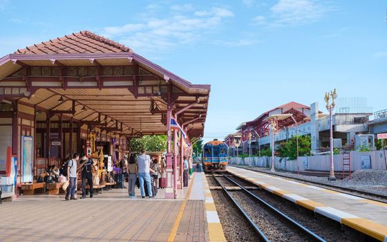Hua Hin train station in Thailand on a bright day