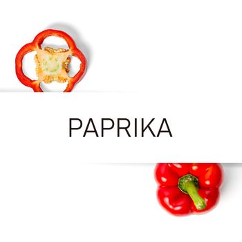 Paprika creative layout and composition isolated on white background Healthy eating, dieting concept