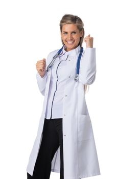 Doctor woman holding fist
