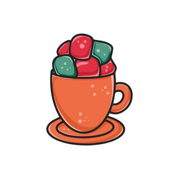 Cup of coffee with melting marshmallows clipart