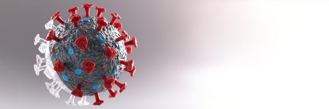 Closeup of artificial model of coronavirus infection