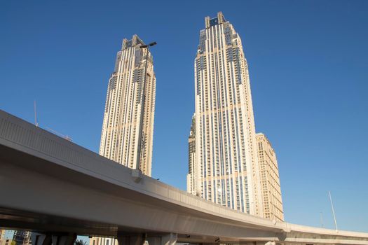 Skyscrapers at Dubai Water canal.UAE.