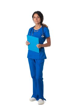 Nurse in uniform isolated on white
