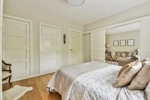 Spacious modern bedroom with panoramic windows