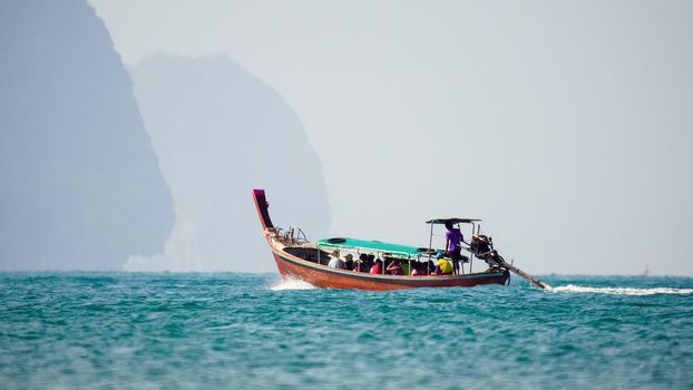 Longtail boats at  Ao Nang beach,  Krabi , Thailand