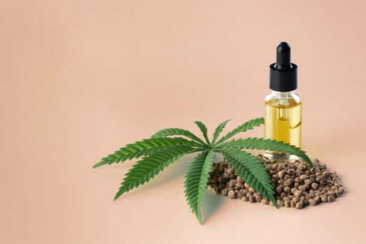 Legalized marijuana concept features with CBD oil for copyspace and advertising.