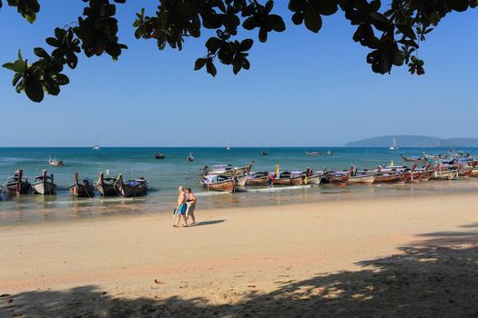 Longtail boats for tourists at Ao Nang