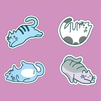 Set of four cute cat stickers