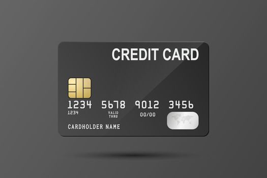 Vector 3d Realistic Black Credit Card Isolated. Design Template of Plastic Credit or Debit Card for Mockup, Branding. Credit Card Payment Concept. Front View