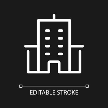 Hospital building pixel perfect white linear ui icon for dark theme