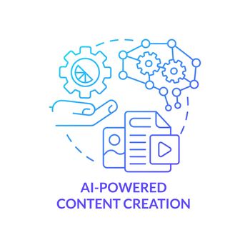 AI powered content creation blue gradient concept icon