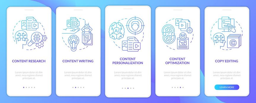 AI in content blue gradient onboarding mobile app screen