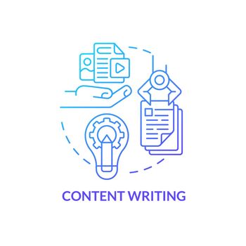 Content writing blue gradient concept icon