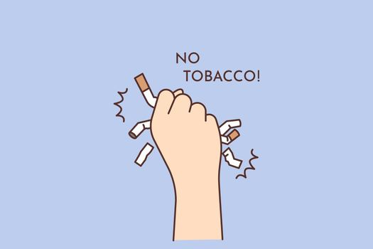 Person hand say no to tobacco