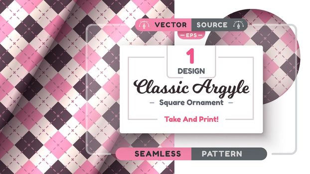 Argyle Seamless Pattern, Fabric Texture Background, Textile Wallpaper