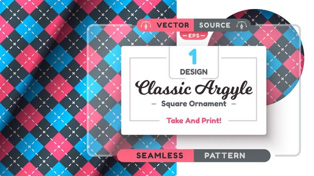 Argyle Seamless Pattern, Fabric Texture Background, Textile Wallpaper, Vector eps 10