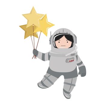 Small girl Astronaut holds a balloon