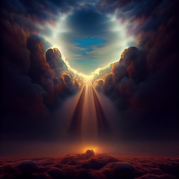 Abstract image of the opened heavens, the road, the way to the sky