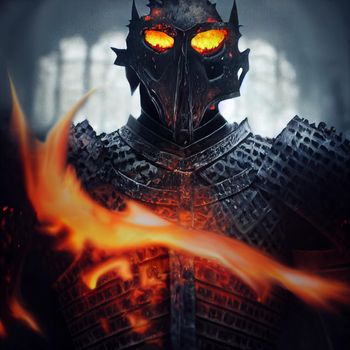 Sinister knight on fire