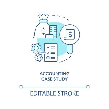 Accounting case study turquoise concept icon