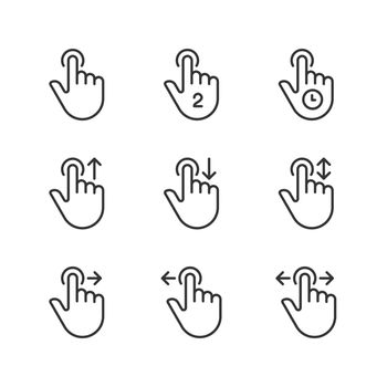 Touchscreen control pixel perfect linear icons set