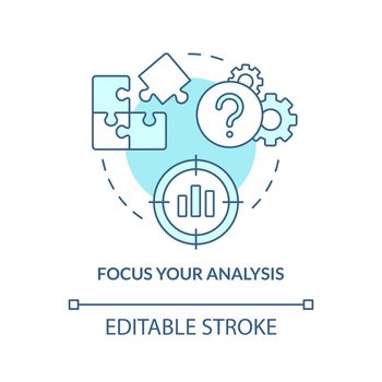 Focus your analysis turquoise concept icon