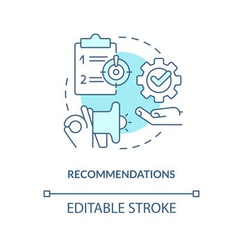 Recommendations turquoise concept icon
