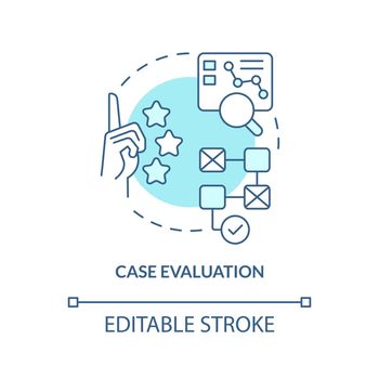 Case evaluation turquoise concept icon