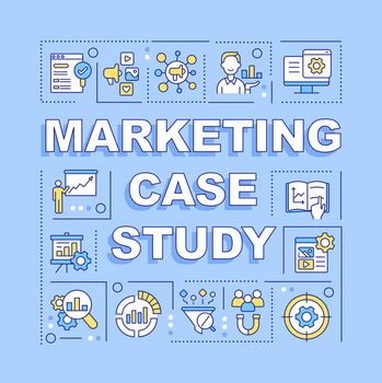 Marketing case study word concepts blue banner
