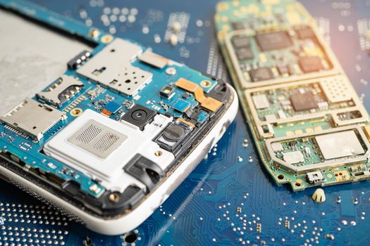 Repairing and upgrade mobile phone, electronic, computer hardware and technology concept.