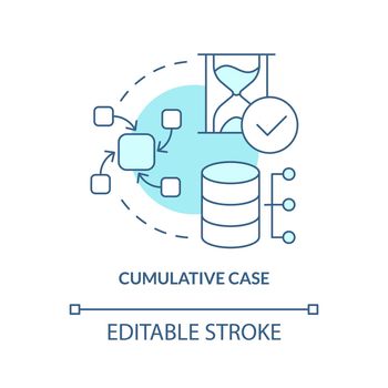 Cumulative case turquoise concept icon