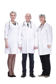 experienced doctors colleagues standing together. isolated on a white background.