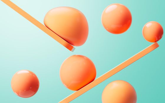 Soft ball and abstract geometric background, 3d rendering.