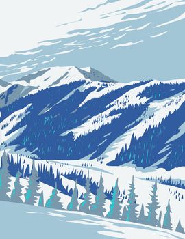 Taos Ski Valley Viewed from Wheeler Peak in Taos County New Mexico WPA Poster Art