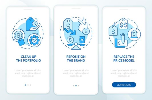Dealing with inflation in business blue onboarding mobile app screen