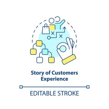Story of customers experience concept icon