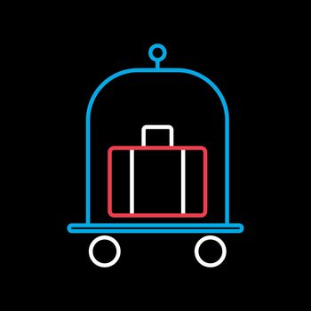 Baggage, luggage, suitcases on trolley vector icon
