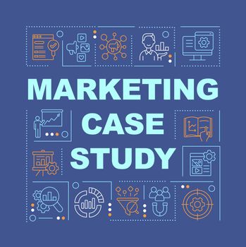 Marketing case study word concepts dark blue banner