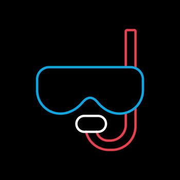 Diving mask with snorkel flat vector icon