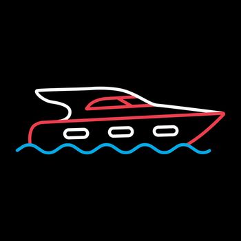 Cruising motor yacht flat vector icon