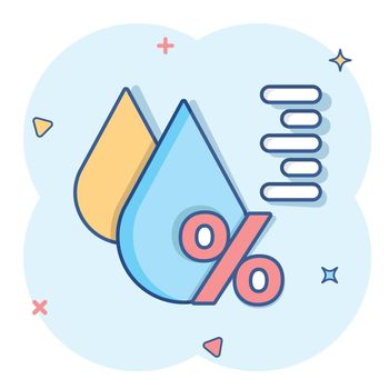 Humidity icon in comic style. Climate vector cartoon illustration on white isolated background. Temperature forecast business concept splash effect.