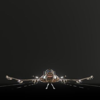 modern space fighter isolated on black background