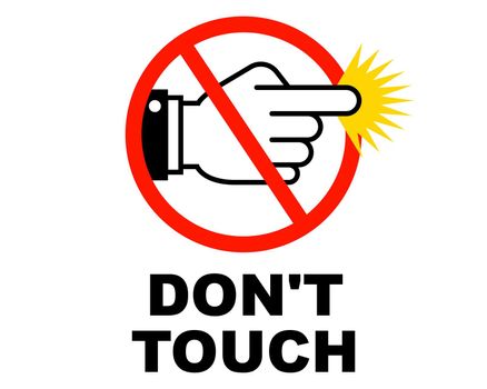 prohibition sign to touch an object. do not touch the icon.