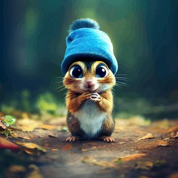 animated illustration of a cute squirrel, animated squirrel portrait