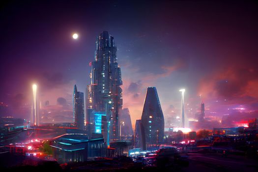 abstract futuristic night utopian cityscape, neural network generated art