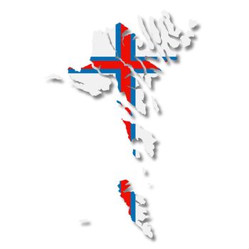 Faroe Islands map on white background with clipping path